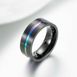 Stainless Steel Brushed Black Ring Multicolor NWT-